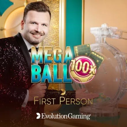 First Person Mega Ball logo by Evolution at rewards-casino
