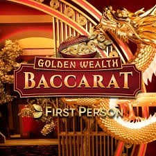 Golden Wealth Baccarat slot logo by Evolution at rewards-casino