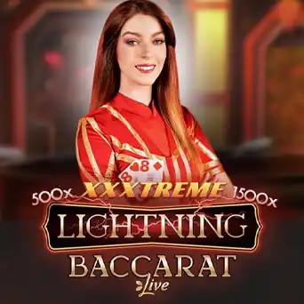 Lightning Baccarat logo by Evolution at rewards-casino