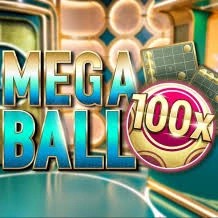 Official Live Dealer logo: Mega Ball 100x by Evolution at rewards-casino