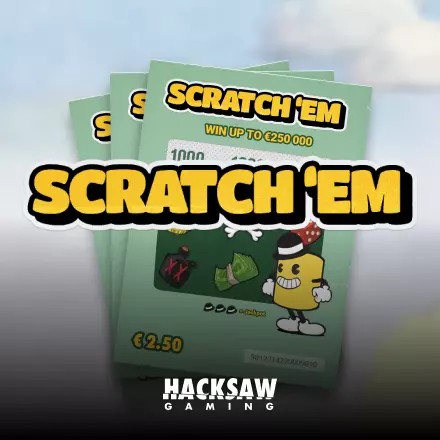Scratch’em logo by Hacksaw Gaming at rewards-casino